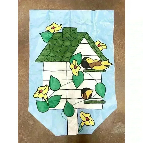 Evergreen Birdhouse Garden Flower Yard Flag 27x40 Spring - Picture 1 of 4